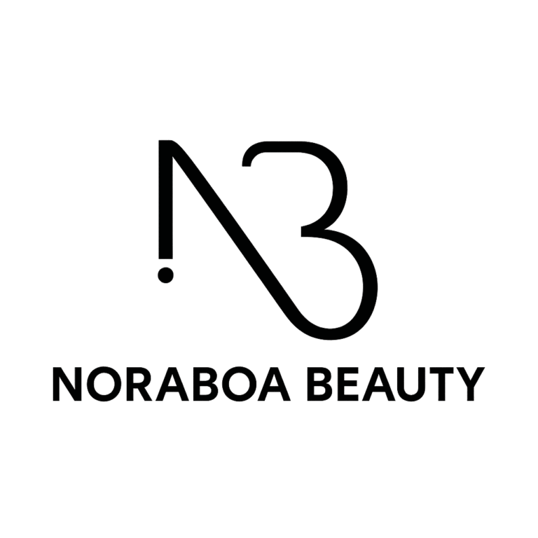 a logo design for noraboa beauty in black and whit