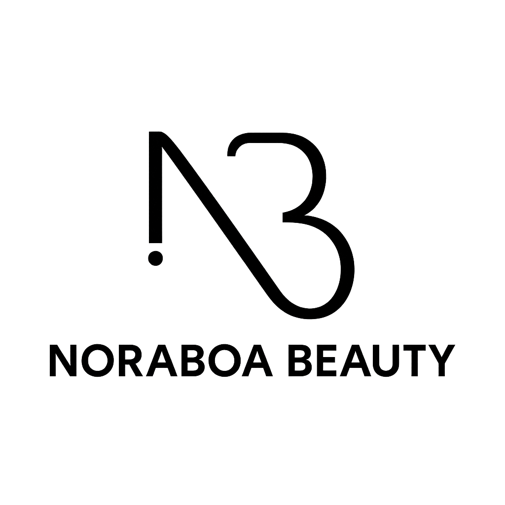 a logo design for noraboa beauty in black and whit